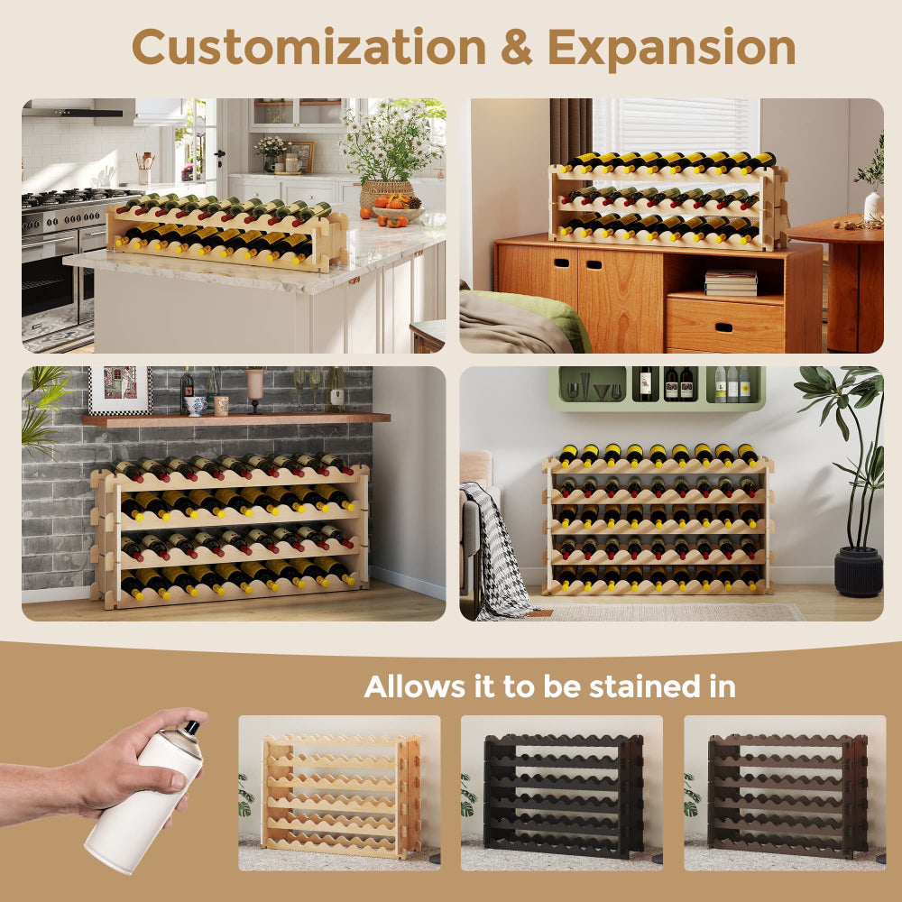 Jaxpety 54 Bottle Stackable Wine Rack – Durable Modular Storage