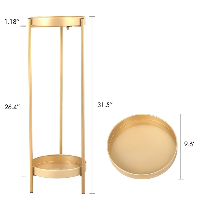 brass plant stand indoor Dealba Metal Round Multi-Tiered Plant Stand Mercury Row Color: Gold Size: 31.5" H x 9.6" W x 9.6" D