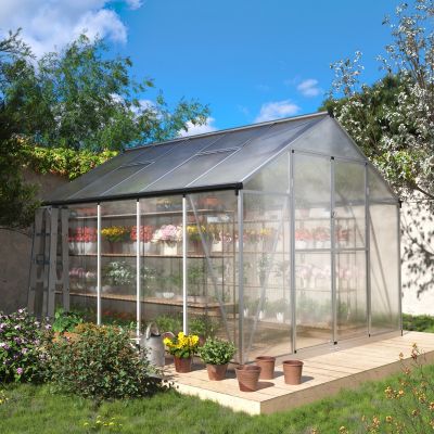 8' x 10' Polycarbonate Greenhouse, Heavy Duty Outdoor Aluminum Sunlight Room