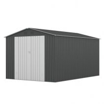 8' x 12' Outdoor Storage Shed, Metal Garden Shed, Utility Tool Shed with Lockable Doors, Gray