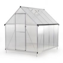 6' x 8' Outdoor Polycarbonate Green House, Heavy-Duty Aluminum Walk-in Hot House Sunroom with Hinged Door