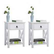 Contemporary Open Shelf Nightstand Set of 2