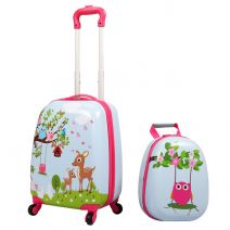 Kids Spinner Cute Hard Side Luggage W/Backpack