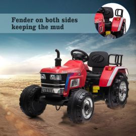 Twin Motorized 12V Kids Ride on Tractor W/Trailor, Fence | Jaxpety