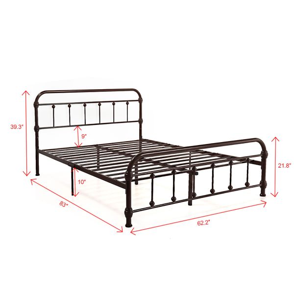 Elevated Pipe Iron Bed Frame Queen In Chocolate 