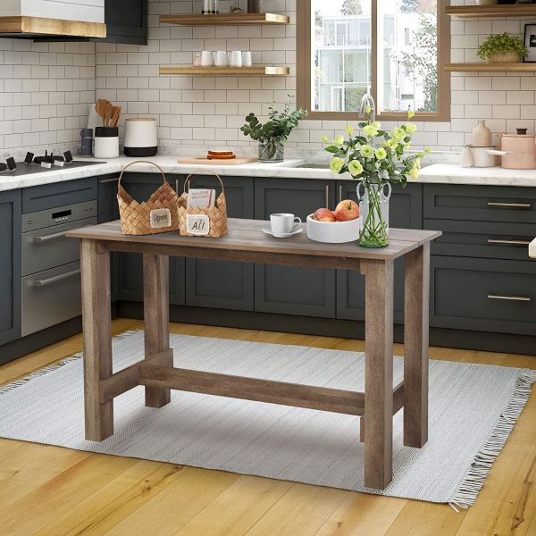 Rustic Counter Height Dining Table Solid Wood Desk for Kitchen