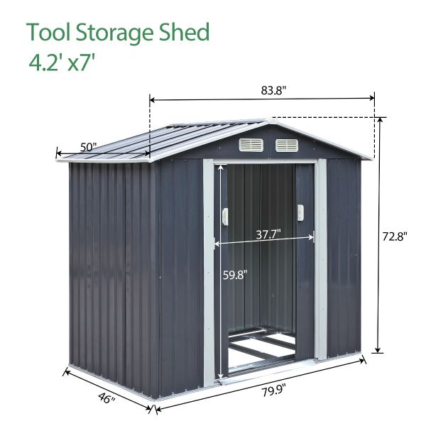 4 x 7 ft Outdoor Insulated Shed Storage W/Sliding Door | Jaxpety