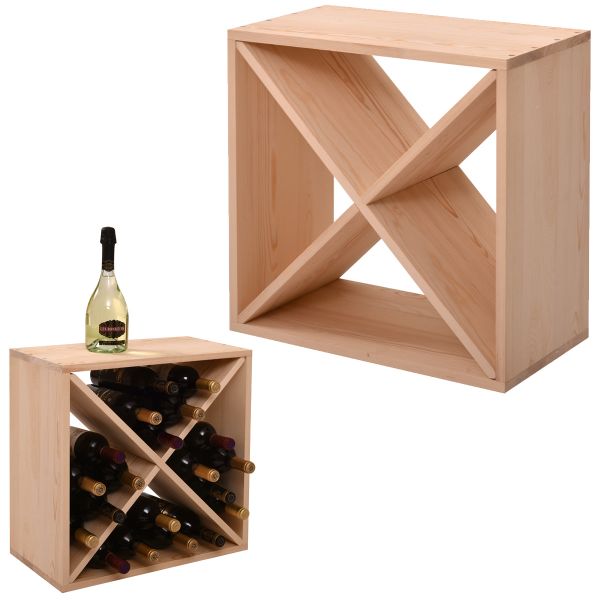 Jaxpety 24 Bottle Wood Wine Rack Insert x Cube