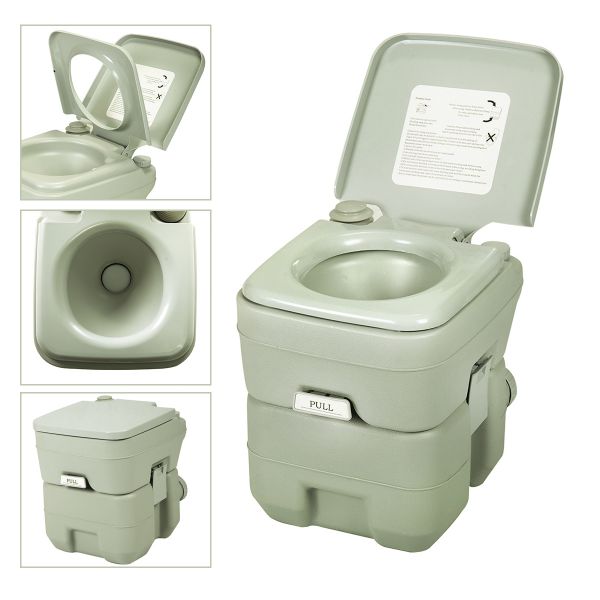 JAXPETY 5.3 Gallon Camping Toilet Portable Travel Toilet w/Sealing Slide  Valve, Anti-Leak Water Pump, Carry Handle, Large Capacity Waste Tank for  Car